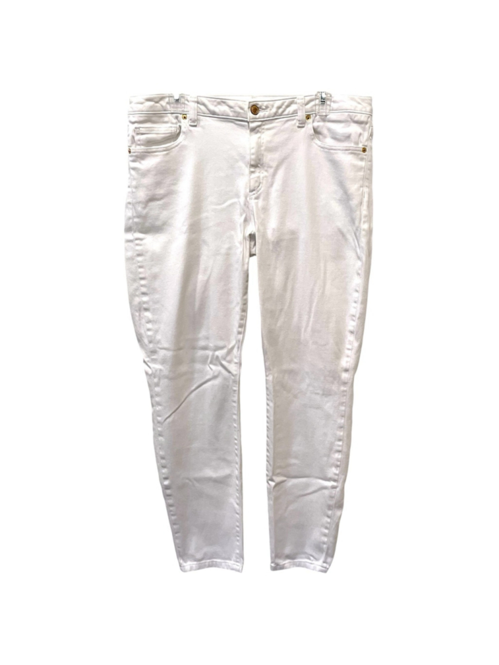 Michael Kors Womens Size 12 White Izzy Skinny Jeans Gold Logo Denim